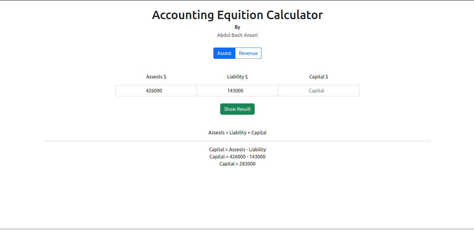 Accounting Equation
