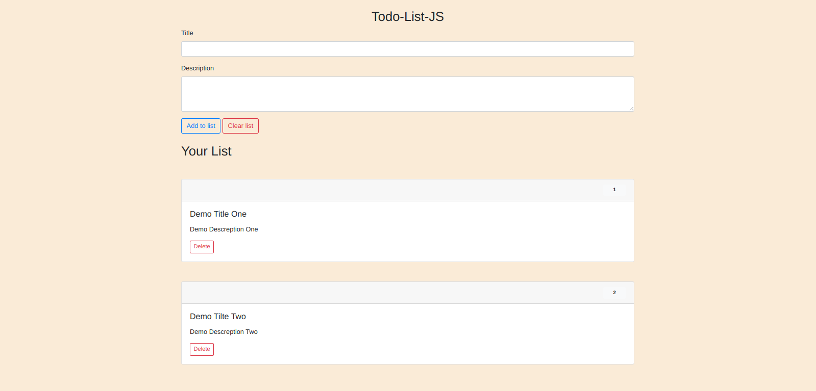 Todos List Java Script